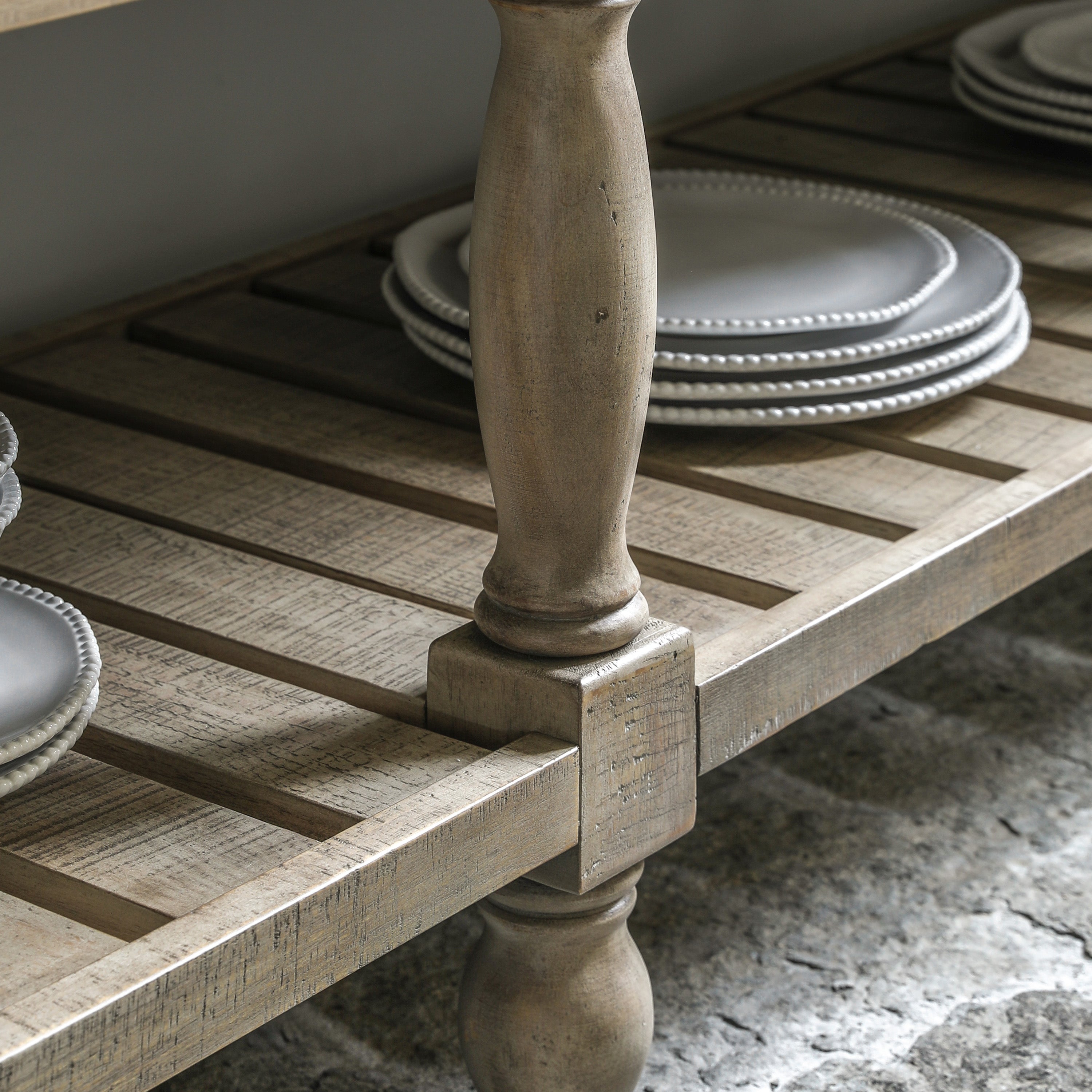 Bowen Natural Pine Wood & White Marble Sideboard